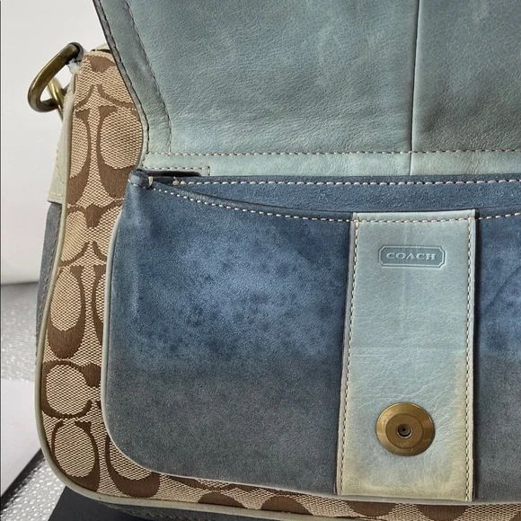 1.18.26 Coach Legacy Jacquard & Blue Suede 👀 11”x8” - Picture 9 of 16